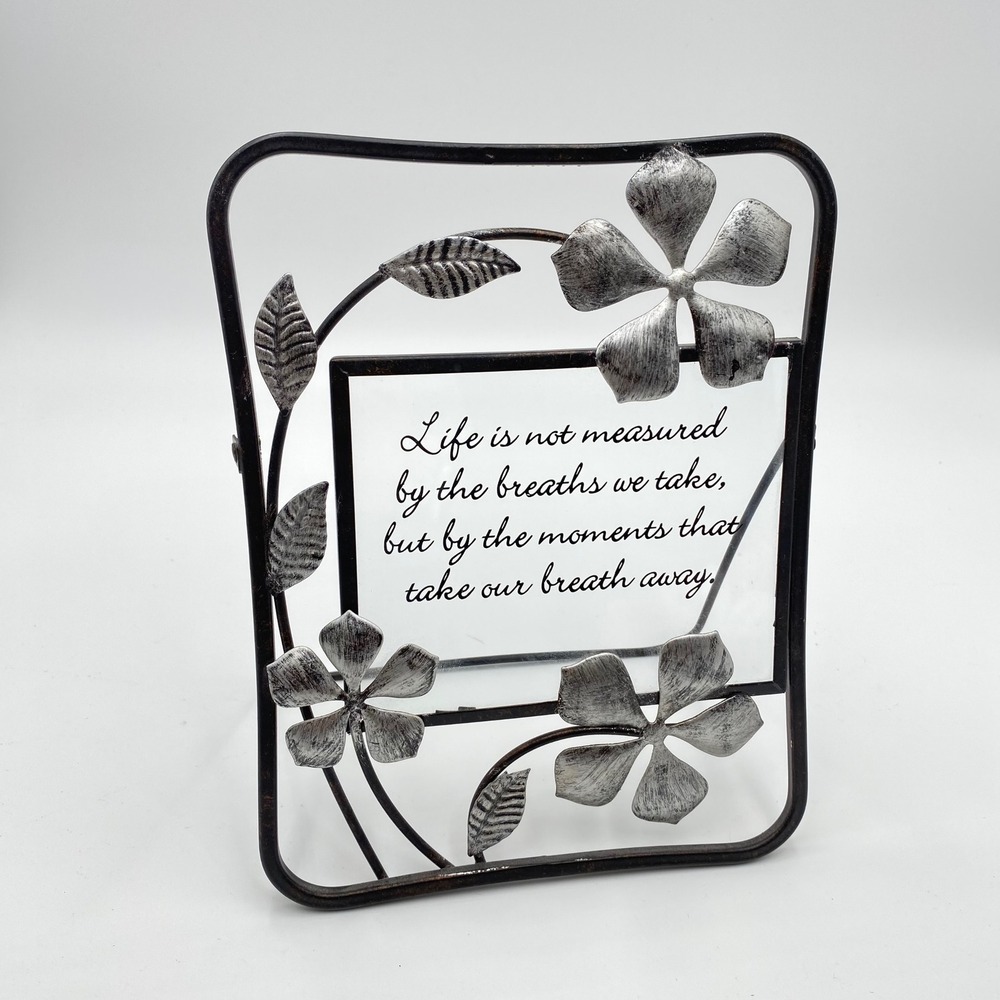 Metal Floral Photo Frame "Life s by measured" Inspirational‎ Quote Decor Black